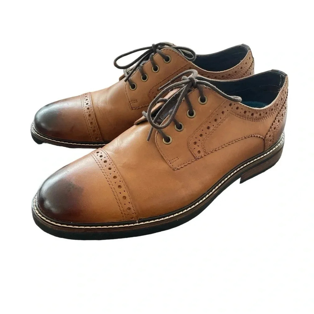 Nunn Bush Lace Up Shoes Size 8.5 M Leather Memory Foam Brown Office